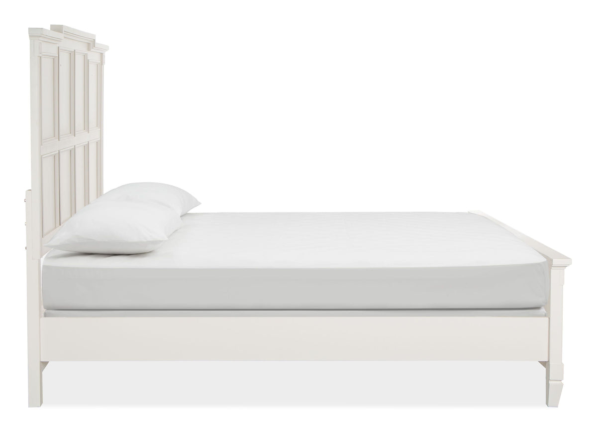 Magnussen Home Willowbrook Egg Shell White California King Panel Bed With 2 Open Nightstands