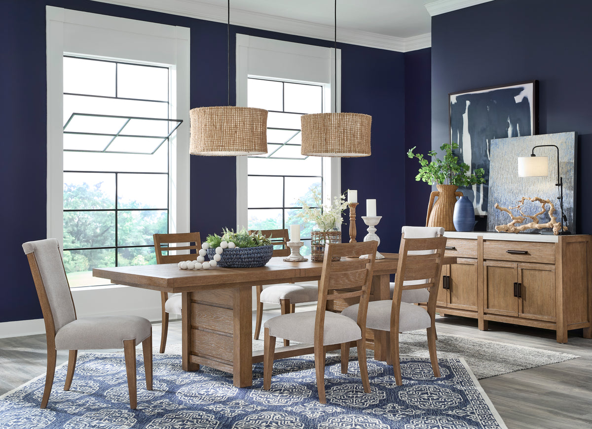 Magnussen Home Plum Creek Sierra Brown Extendable Trestle Dining Table