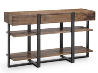 Magnussen Home Prescott Rustic Honey And Distressed Iron Condo Rectangular Cocktail Table With 2 End Table And Sofa Table