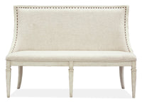 Magnussen Home Newport Alabaster Extendable Rectangular Dining Table With 4 Arm Chairs And Upholstered Bench