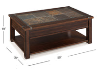 Magnussen Home Roanoke Cherry And Slate Rectangular Lift Top Cocktail Table With 2 End Table And Sofa Table