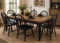 Heritage & Home 7PC Standard Height Dining Set in Oak Brown and Black-Rectangular Table and Six Black Chairs