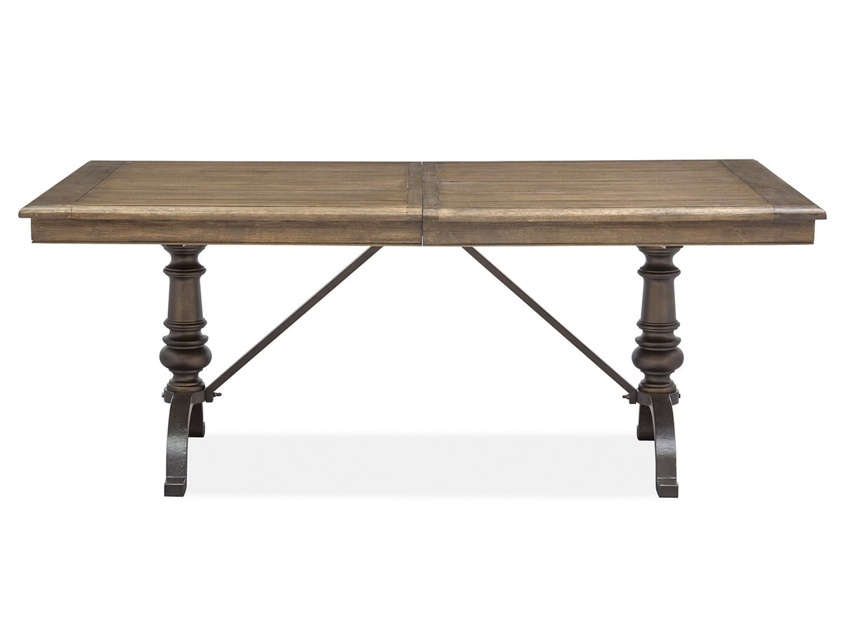 Magnussen Home Roxbury Manor Homestead Brown Extendable Rectangular Dining Table With 4 Arm Chairs