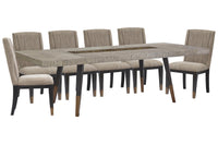 Magnussen Home Ryker Nocturn Black And Coventry Grey Rectangular Dining Table With 6 Host Chairs
