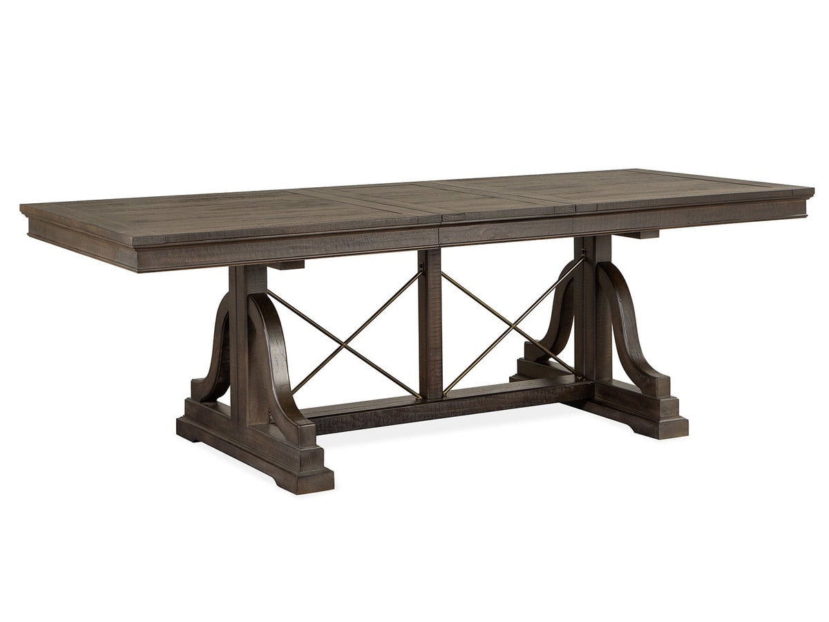 Magnussen Home Westley Falls Graphite Extendable Trestle Dining Table With 4 Side Chairs