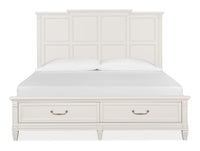 Magnussen Home Willowbrook Egg Shell White California King Panel Storage Bed With Open Nightstand