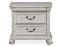Magnussen Home Bronwyn Alabaster King Shaped Panel Bed With 2 Nightstands
