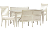 Magnussen Home Newport Alabaster Extendable Rectangular Dining Table With 2 Upholstered Benches And 2 Side Chairs