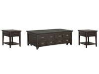 Magnussen Home Westley Falls Graphite Lift Top Storage Cocktail Table With 2 End Table
