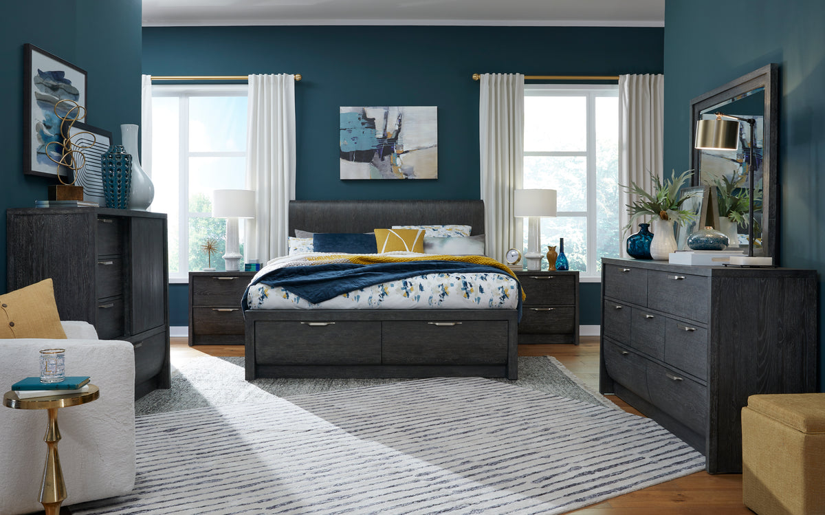 Magnussen Home Kinsley Black Heron King Panel Storage Bed