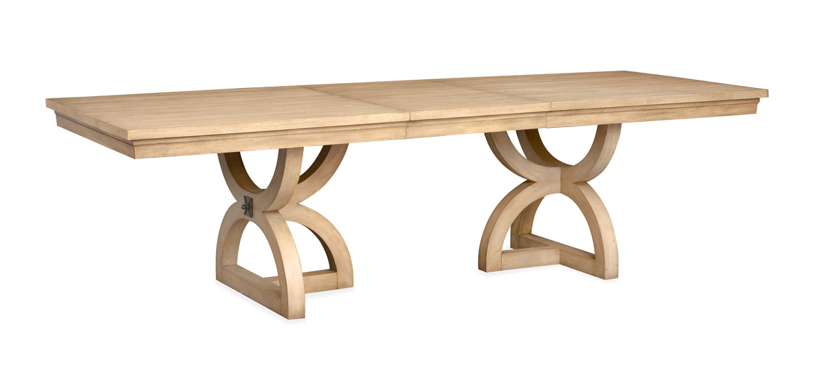 Magnussen Home Coventry Honey Maple Extendable Trestle Dining Table With 6 Upholstered Side Chairs