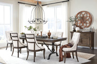 Magnussen Home Roxbury Manor Homestead Brown Extendable Rectangular Dining Table With 6 Arm Chairs