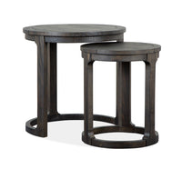Magnussen Home Boswell Peppercorn Round Cocktail Table With 2 Nesting End Table
