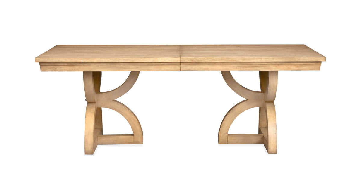 Magnussen Home Coventry Honey Maple Extendable Trestle Dining Table With 6 Upholstered Side Chairs