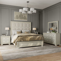 Pulaski Camila Creamy White Queen Upholstered Bed With Nightstand