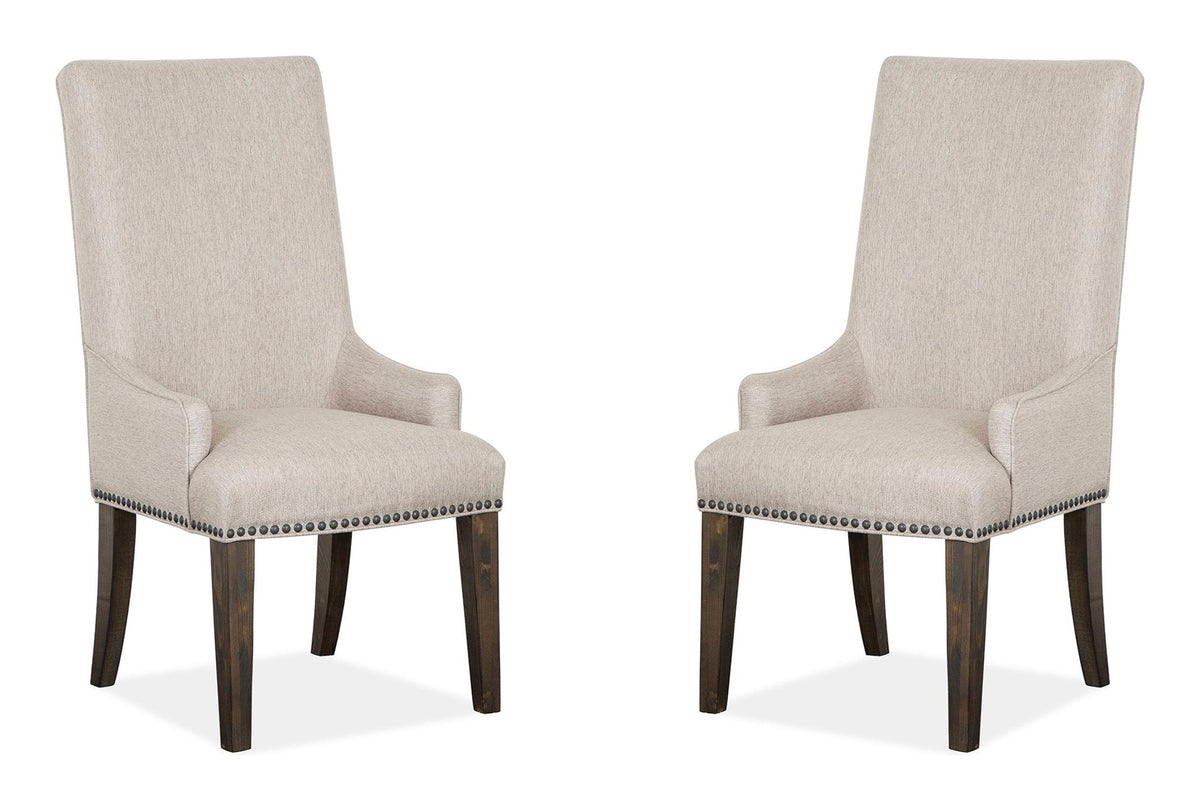 Magnussen Home Bellamy Peppercorn Extendable Rectangular Dining Table With 2 Side Chairs 2 Host Chairs And Bench