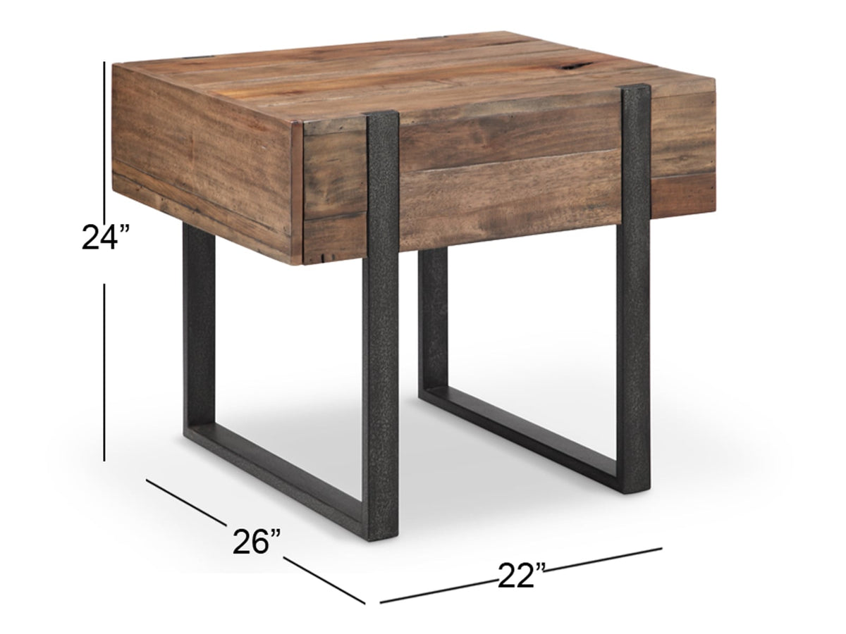 Magnussen Home Prescott Rustic Honey And Distressed Iron Condo Rectangular Cocktail Table With 2 End Table