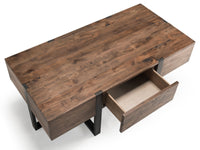 Magnussen Home Prescott Rustic Honey And Distressed Iron Condo Rectangular Cocktail Table With 2 End Table