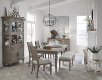 Magnussen Home Lancaster Dovetail Grey Extendable Rectangular Dining Table With 6 Side Chairs And 2 Arm Chairs