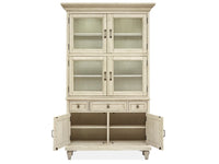 Magnussen Home Newport Alabaster Extendable Rectangular Dining Table With 2 Benches 2 Side Chairs Buffet And Dining Cabinet