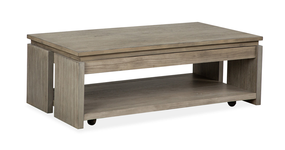 Magnussen Home Conrad Stone Harbor Grey Rectangular Lift Top Storage Cocktail Table With Casters