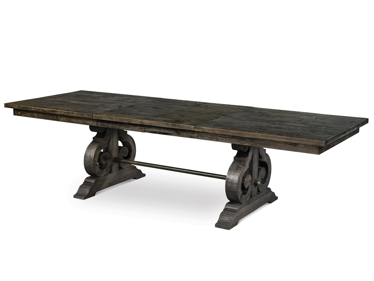 Magnussen Home Bellamy Peppercorn Extendable Rectangular Dining Table With 2 Side Chairs 2 Host Chairs Bench And Buffet