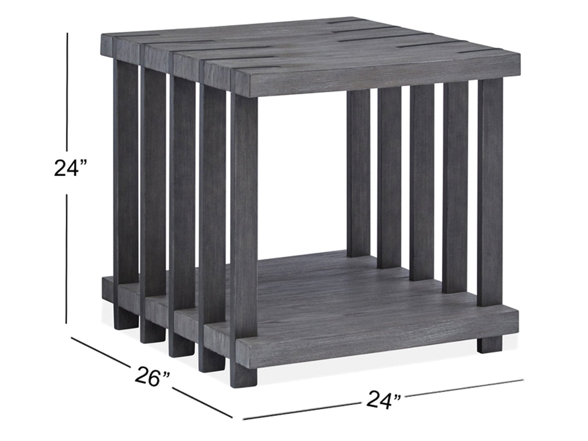Magnussen Home Eldridge Weathered Gravel And Satin Bronze Rectangular Cocktail Table With End Table