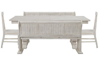 Magnussen Home Bronwyn Alabaster Extendable Rectangular Dining Table With 2 Benches And 2 Side Chairs