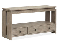 Magnussen Home Conrad Stone Harbor Grey Rectangular Lift Top Storage Cocktail Table With 2 End Table And Sofa Table