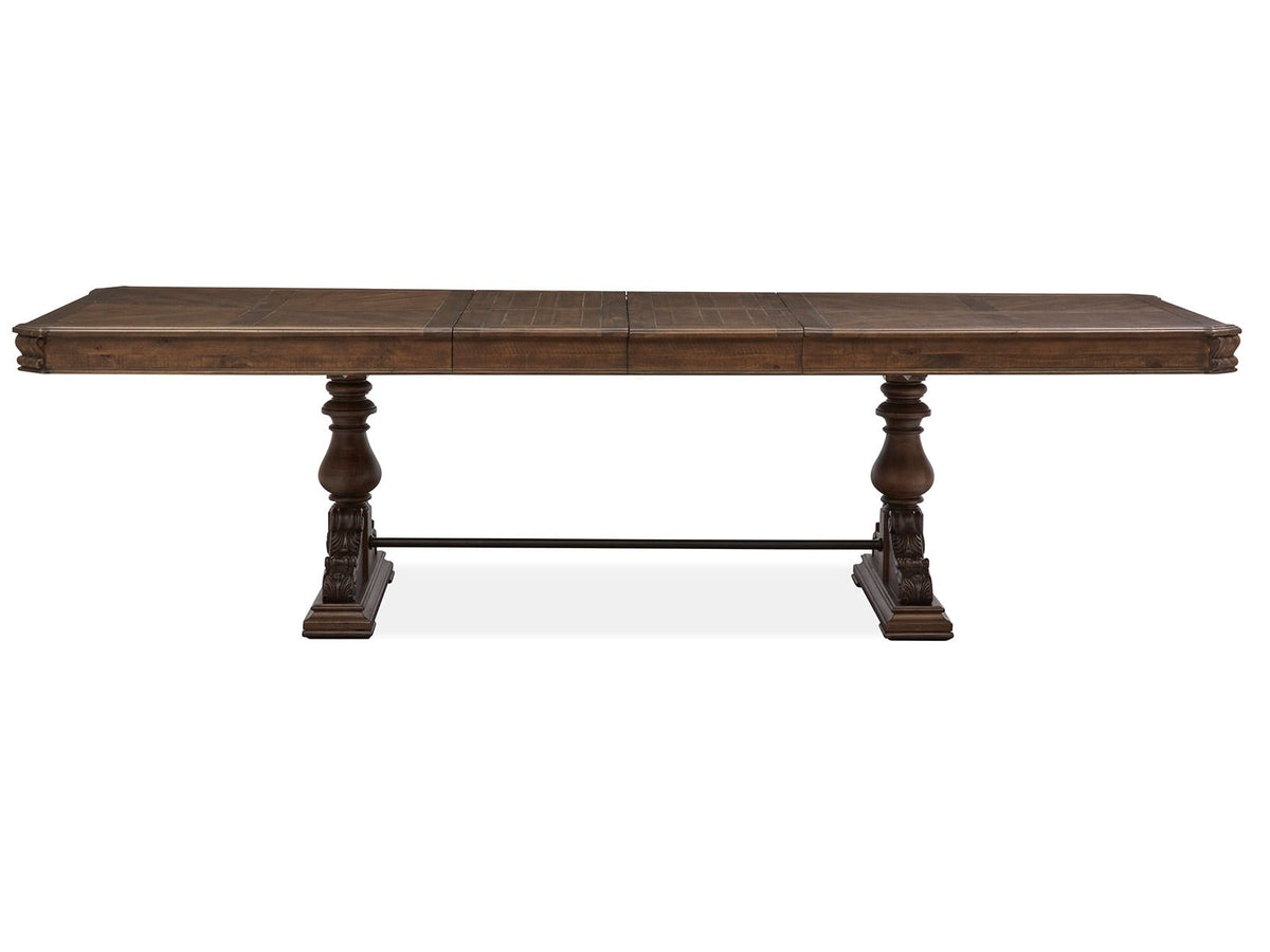 Magnussen Home Durango Willadeene Brown Extendable Trestle Dining Table With 6 Side Chairs And Buffet