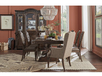 Magnussen Home Durango Willadeene Brown Extendable Trestle Dining Table With 4 Upholstered Side Chairs