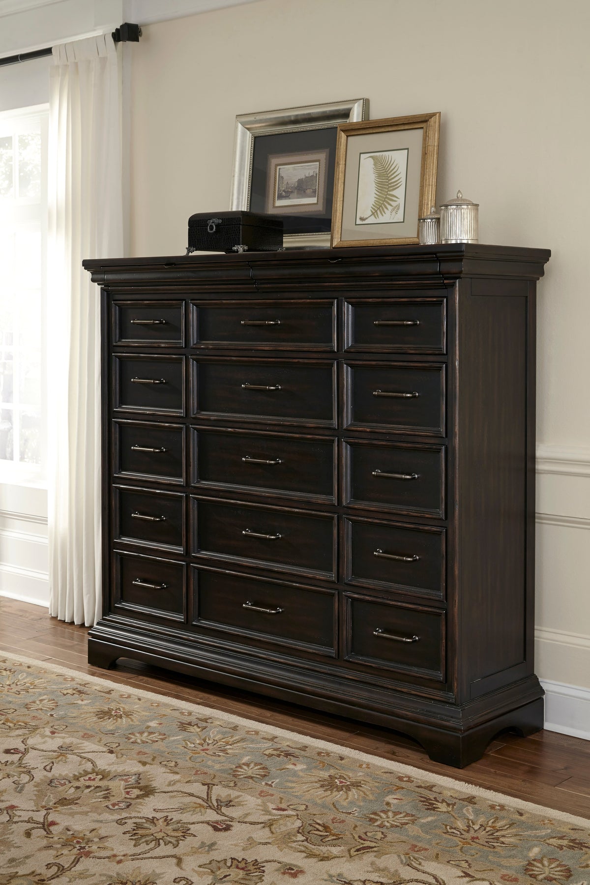 Pulaski Caldwell Smoked Molasses 17 Drawer Master Chest