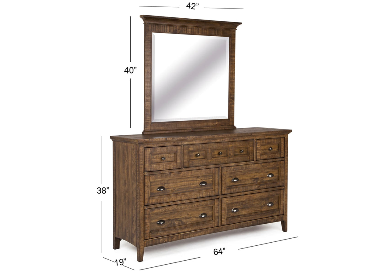 Magnussen Home Bay Creek Toasted Nutmeg King Panel Storage Bed 2 Small Nightstands Drawer Dresser With Landscape Mirror And Door Chest