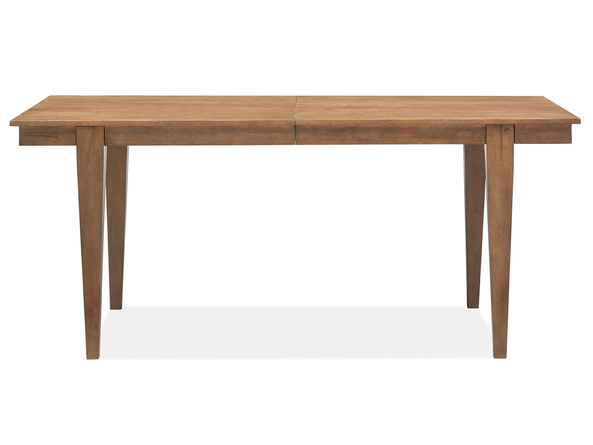 Magnussen Home Lindon Belgian Wheat Extendable Rectangular Dining Table With 2 Arm Benches And 2 Grey Side Chairs