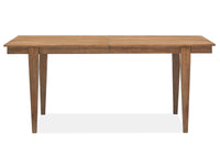 Magnussen Home Lindon Belgian Wheat Extendable Rectangular Dining Table With 2 Arm Benches And 2 Grey Side Chairs