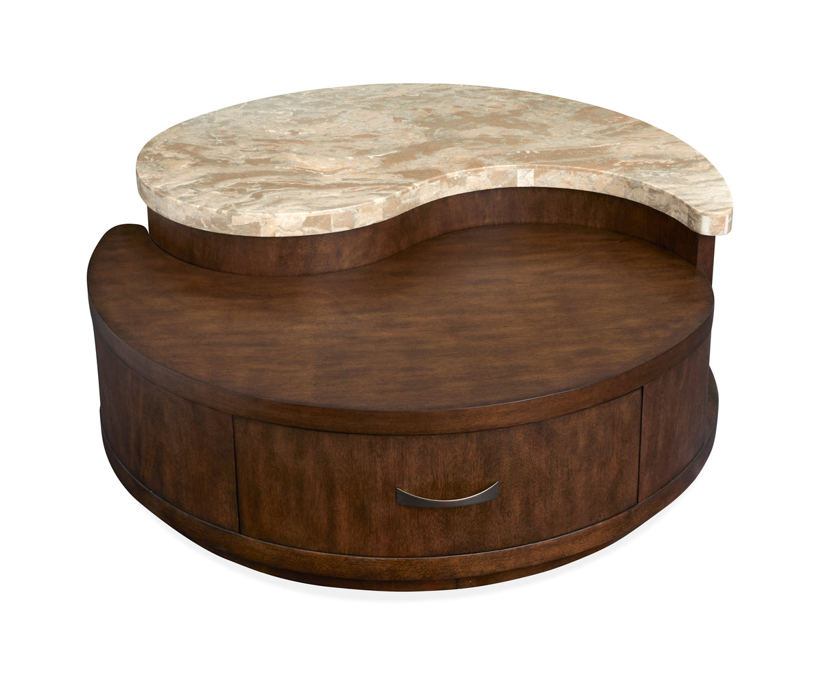 Magnussen Home Mcpherson Burnt Umber Round Cocktail Table With End Table