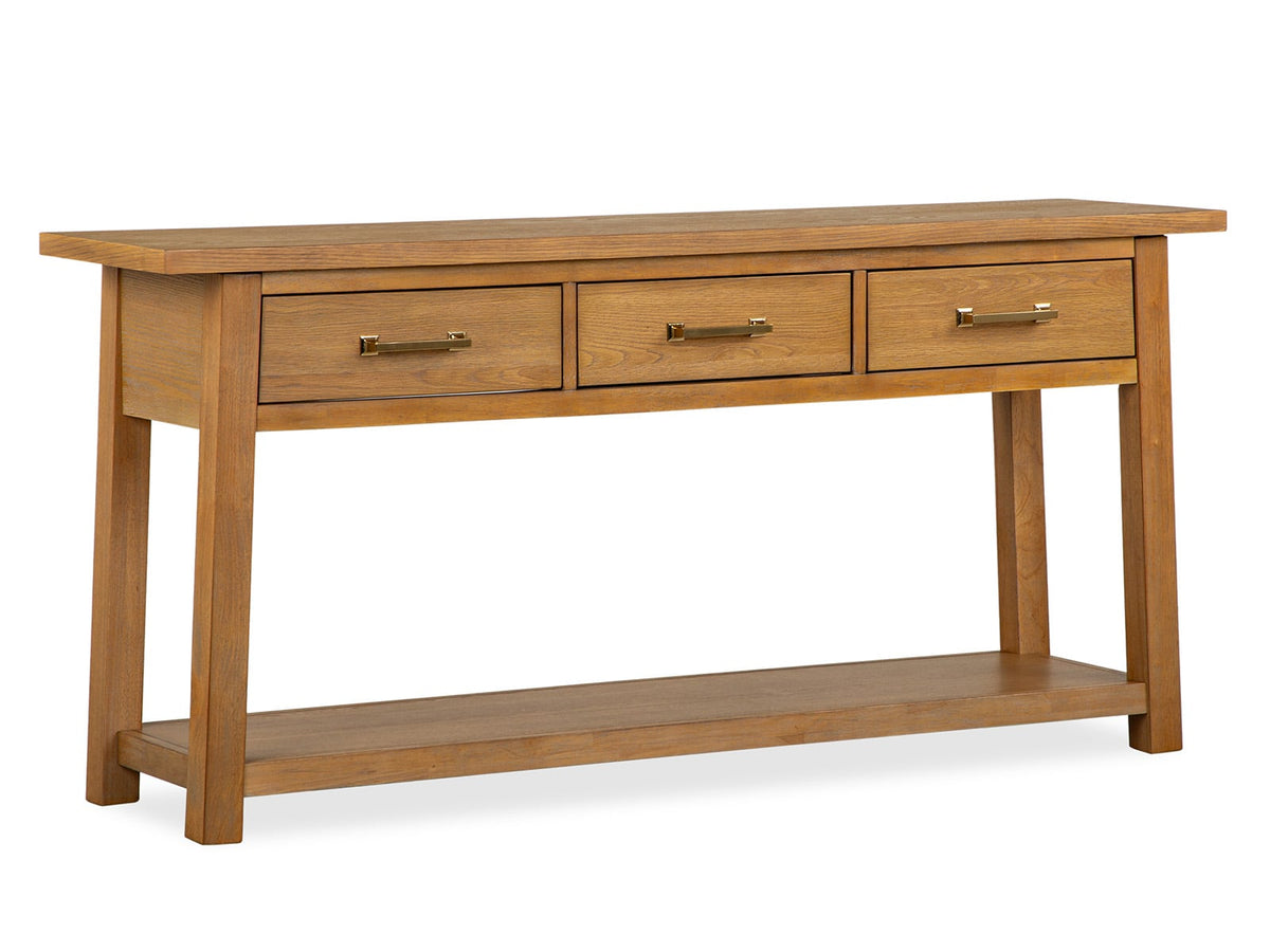 Magnussen Home Lindon Belgian Wheat Rectangular Cocktail Table With 2 Pedestal Accent End Table And Sofa Table