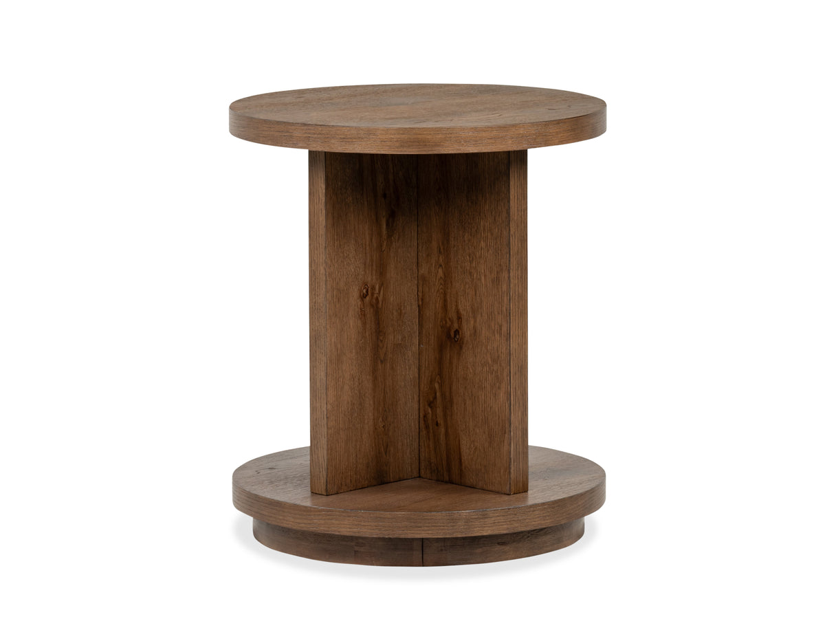 Magnussen Home Oswald Brown Round Cocktail Table With 2 End Tables