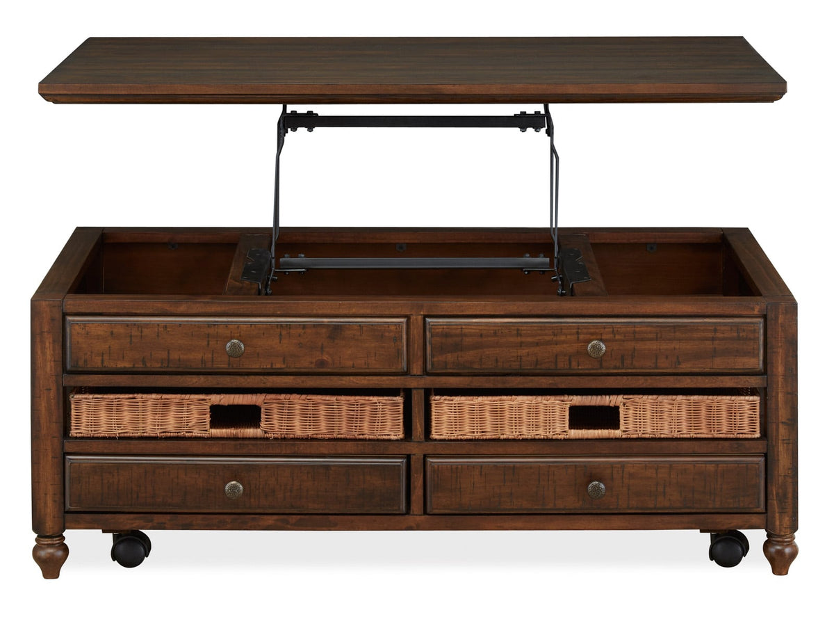 Magnussen Home Cottage Lane Coffee Rectangular Lift Top Cocktail Table With 2 End Table