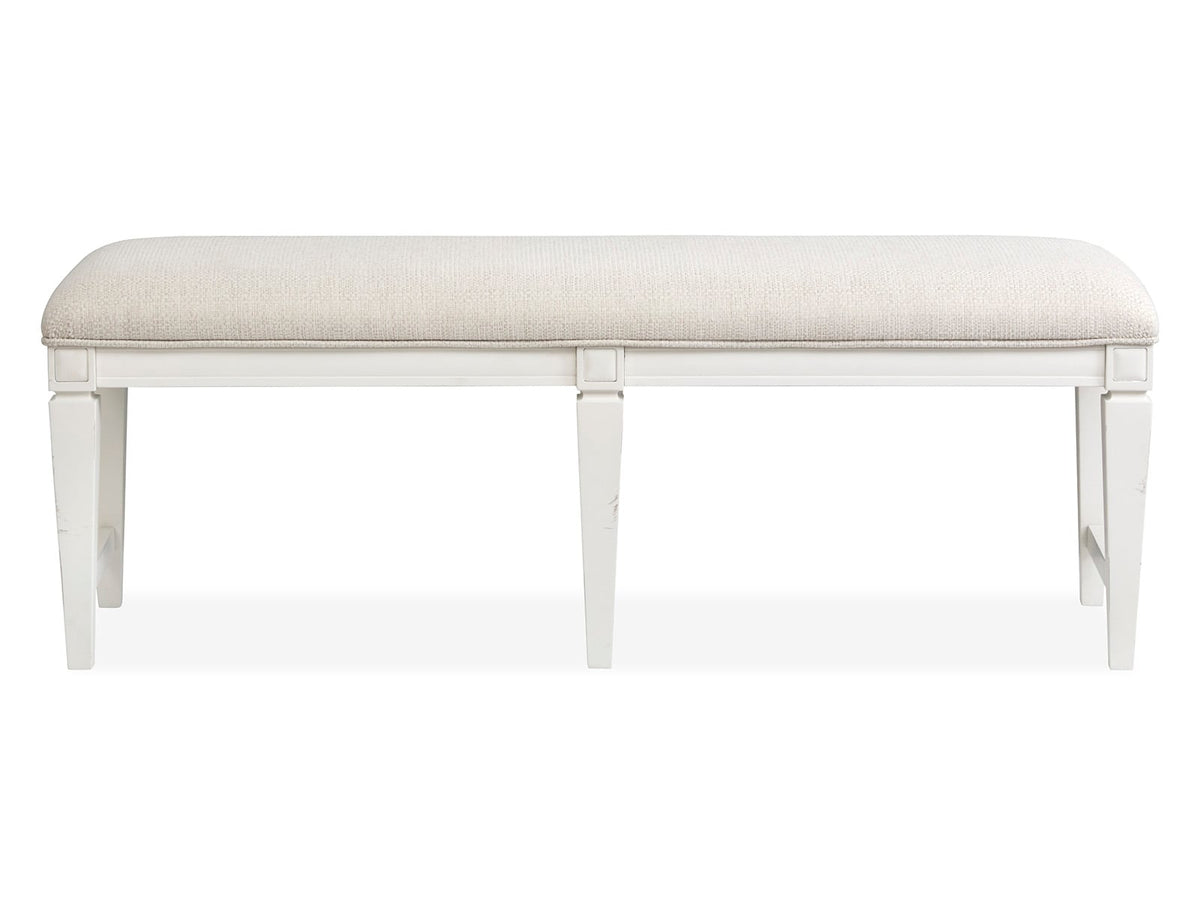Magnussen Home Willowbrook Egg Shell White Extendable Rectangular Dining Table With 2 Upholstere Benches And 2 Side Chairs