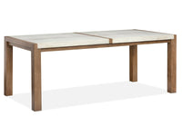 Magnussen Home Plum Creek Sierra Brown Rectangular Dining Table With 2 Upholstered Side Chairs And Bench