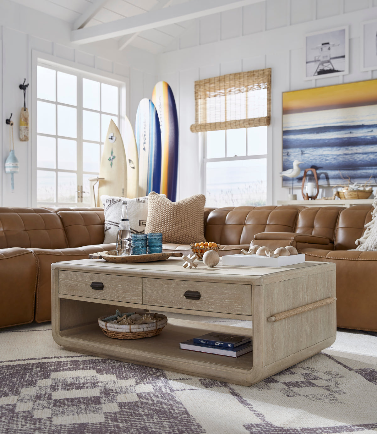 Salt Life Home Sunset Cove Sanibel Brown Rectangular Cocktail Table With Casters