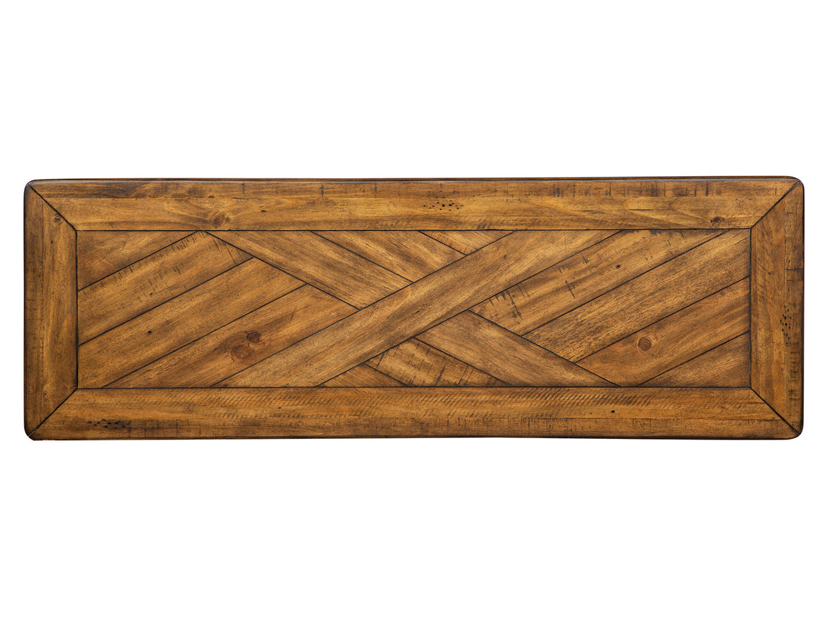 Magnussen Home Chesterfield Farmhouse Timber Rectangular Sofa Table