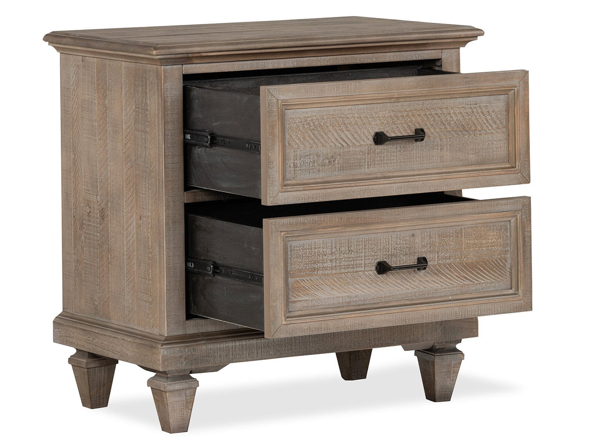 Magnussen Home Lancaster Dovetail Grey Queen Panel Bed With Nighstand