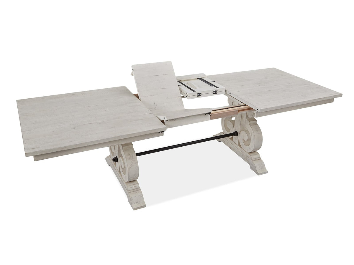 Magnussen Home Bronwyn Alabaster Extendable Rectangular Dining Table With 4 Upholstered Side Chairs Bench Buffet And Dining Cabinet