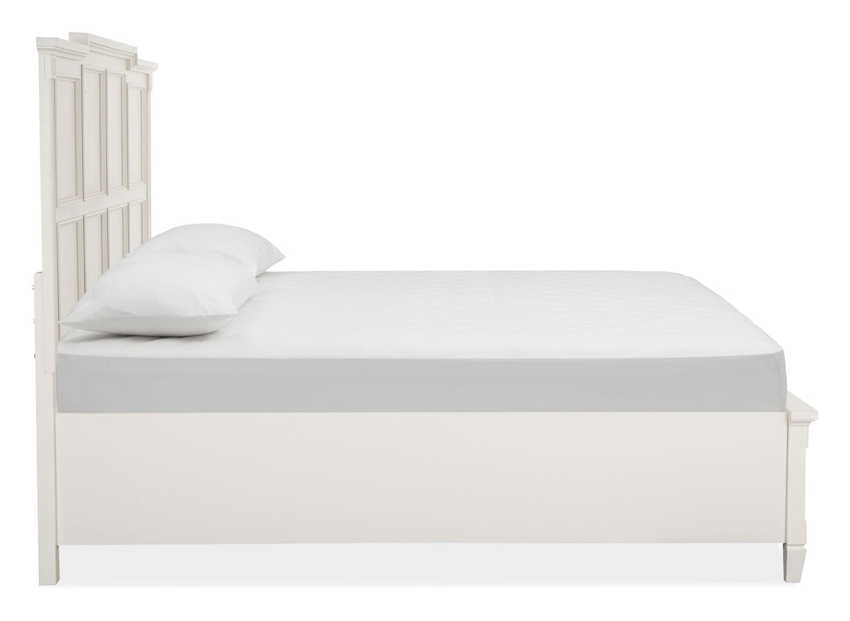 Magnussen Home Willowbrook Egg Shell White California King Panel Storage Bed With Open Nightstand