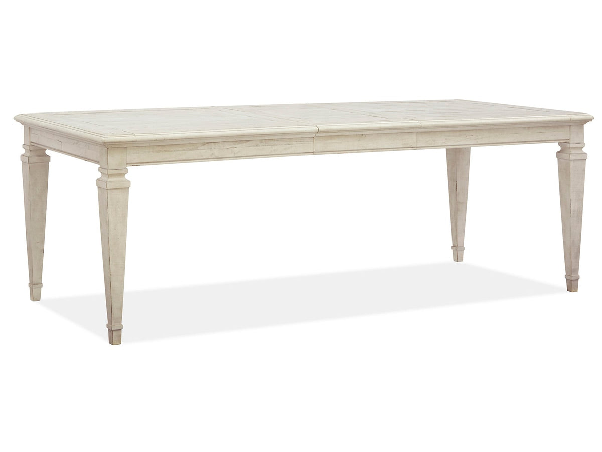 Magnussen Home Newport Alabaster Extendable Rectangular Dining Table With 2 Side Chairs 2 Arm Chairs Bench And Buffet