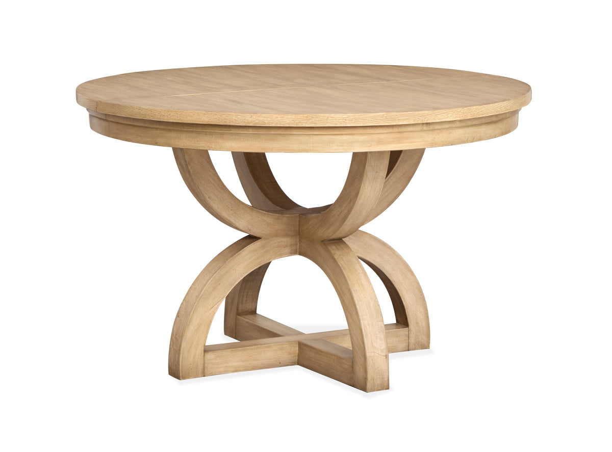 Magnussen Home Coventry Honey Maple Extendable 48" Round Dining Table With 4 Side Chairs And Buffet