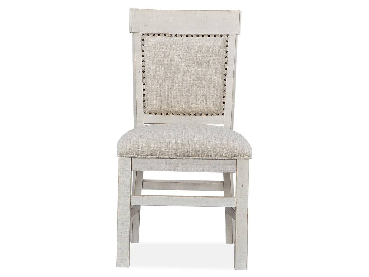 Magnussen Home Bronwyn Alabaster Extendable Rectangular Dining Table With 4 Upholstered Side Chairs And 2 Host Chairs