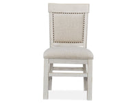 Magnussen Home Bronwyn Alabaster Extendable Rectangular Dining Table With 4 Upholstered Side Chairs And 2 Host Chairs